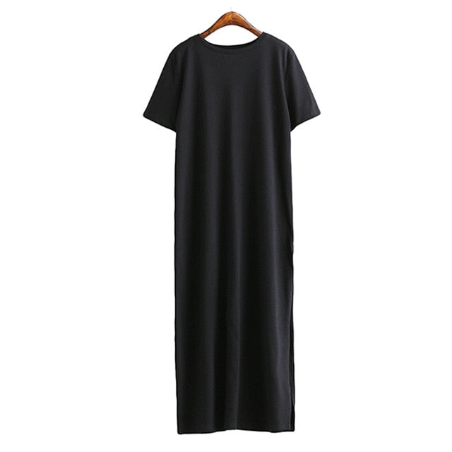 Elegant Bodycon Black White Cotton Long Dresses