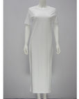 Elegant Bodycon Black White Cotton Long Dresses