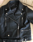 New Women Spring Autumn Black Faux Leather Jackets