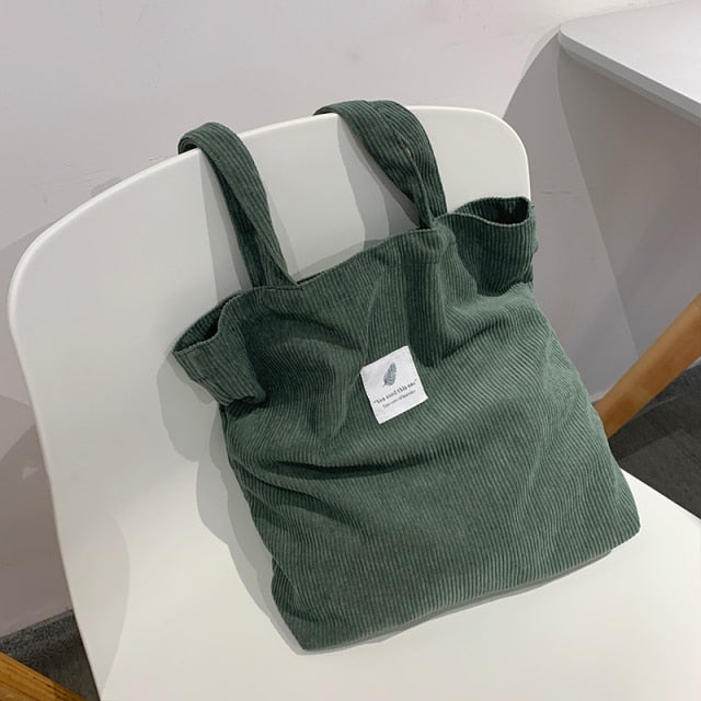 MABULA Casual Foldable Corduroy Shopping Bag