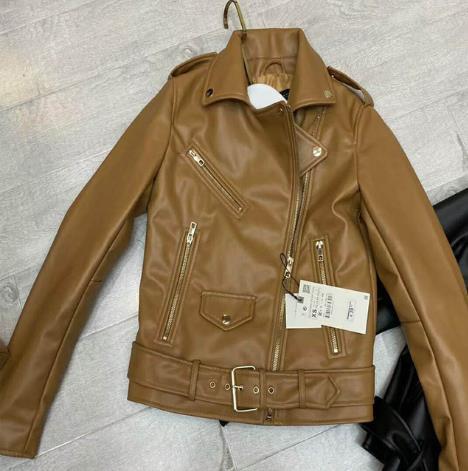 Autumn Sashes Pu Faux Leather Jacket