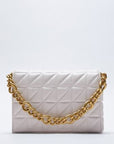 Soft Gold Metal Chain Pu Leather Armpit Bag