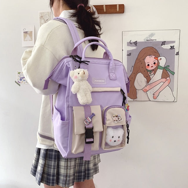 Preppy Purple Backpack Women bag