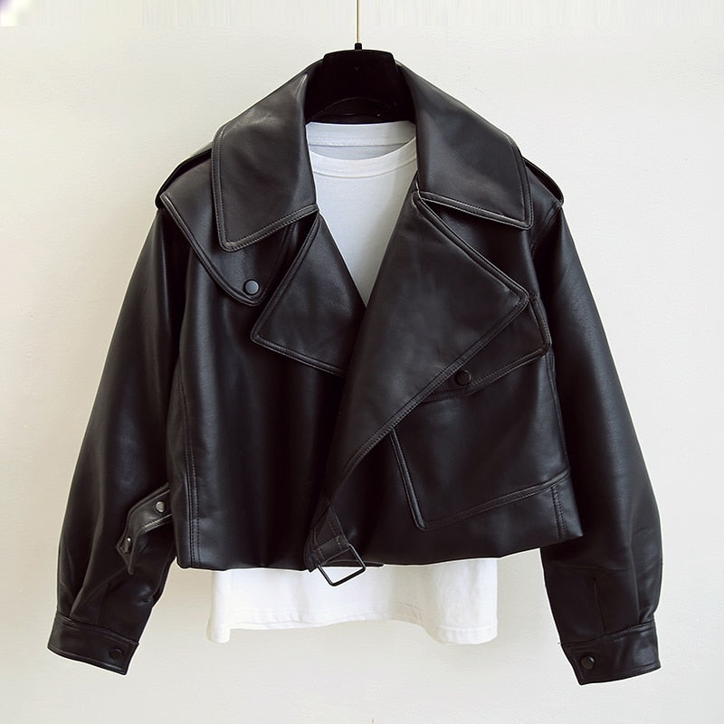 New Spring Women Faux Leather Jacket