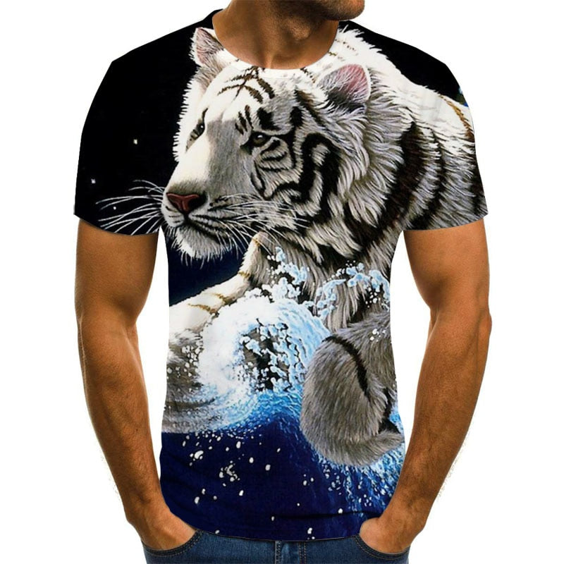 Men Fashion Trend 3D printing Tiger Men  T-Shirt