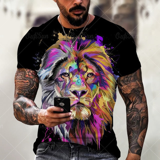 Men Fashion Trend 3D printing Tiger Men  T-Shirt