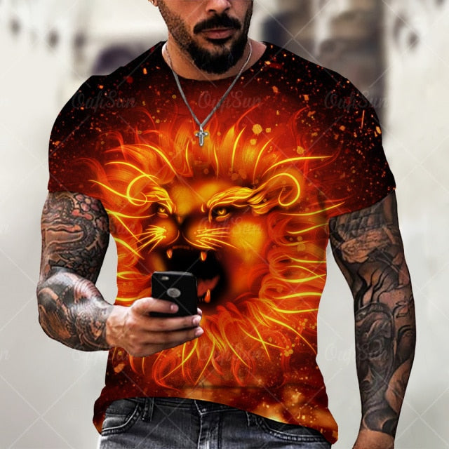 Men Fashion Trend 3D printing Tiger Men  T-Shirt