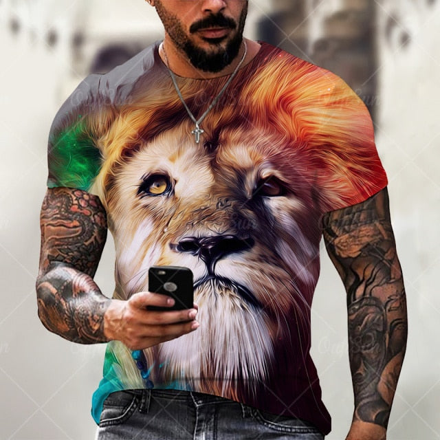 Men Fashion Trend 3D printing Tiger Men  T-Shirt