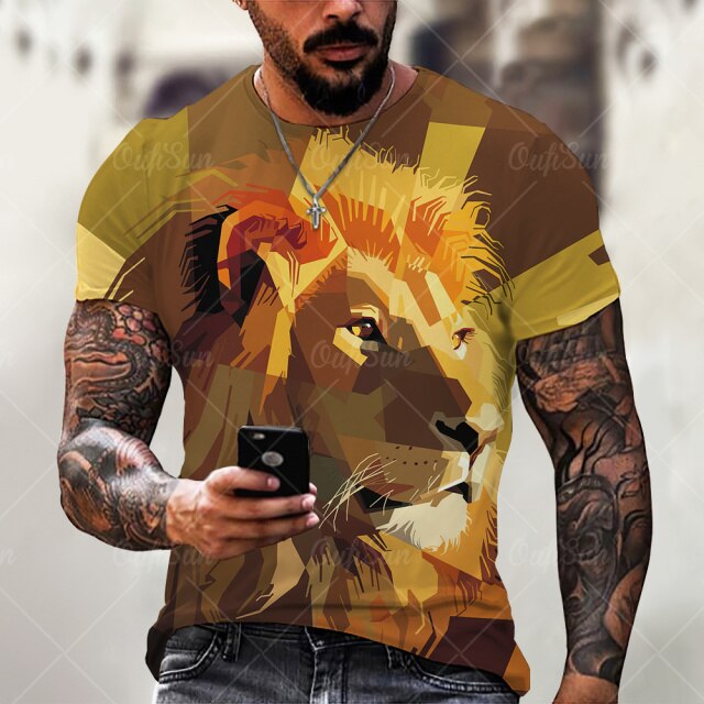 Men Fashion Trend 3D printing Tiger Men  T-Shirt