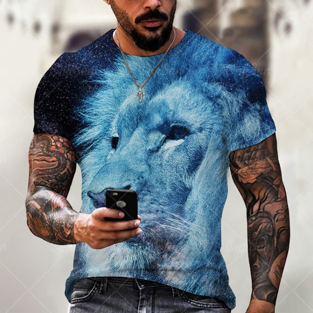 Men Fashion Trend 3D printing Tiger Men  T-Shirt