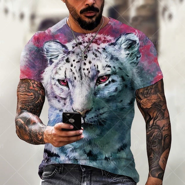 Men Fashion Trend 3D printing Tiger Men  T-Shirt