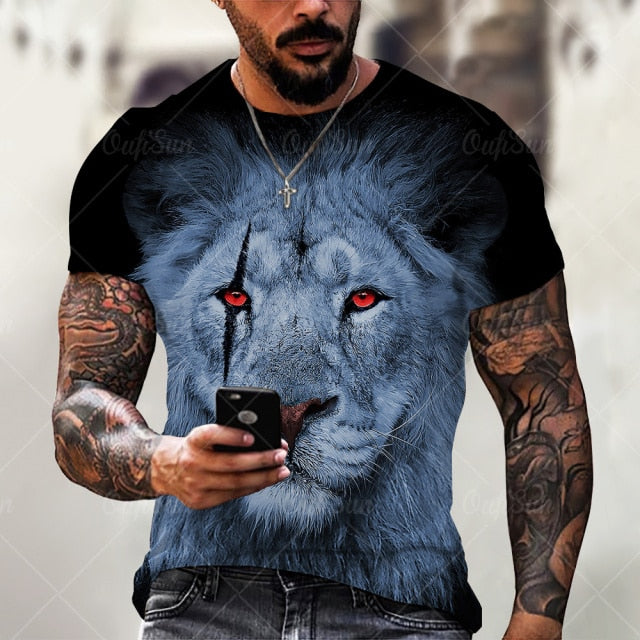 Men Fashion Trend 3D printing Tiger Men  T-Shirt