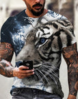 Men Fashion Trend 3D printing Tiger Men  T-Shirt