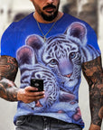 Men Fashion Trend 3D printing Tiger Men  T-Shirt