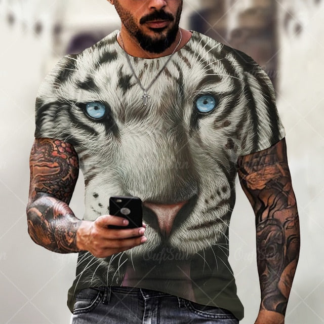 Men Fashion Trend 3D printing Tiger Men  T-Shirt