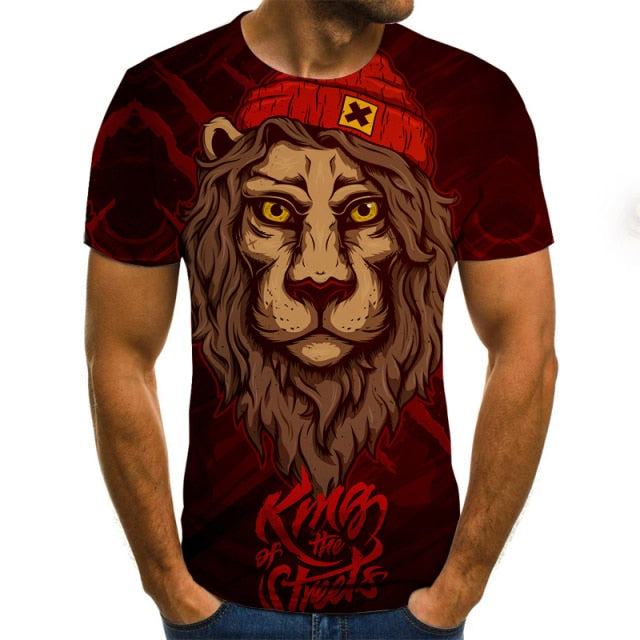 Men Fashion Trend 3D printing Tiger Men  T-Shirt