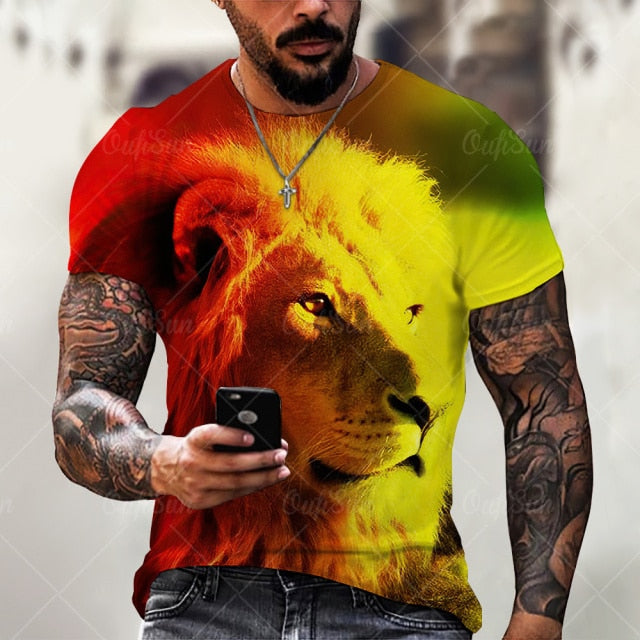 Men Fashion Trend 3D printing Tiger Men  T-Shirt