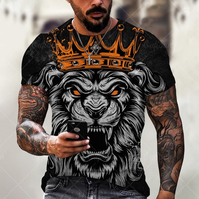 Men Fashion Trend 3D printing Tiger Men  T-Shirt