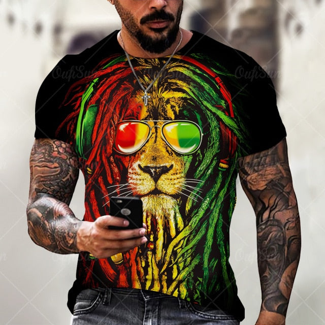 Men Fashion Trend 3D printing Tiger Men  T-Shirt